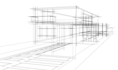 House sketch architectural 3d rendering