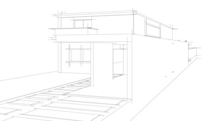 House sketch architectural 3d rendering