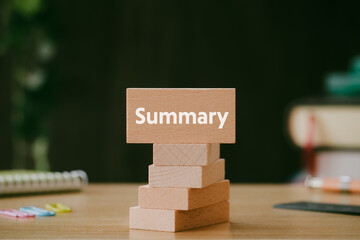 There is wood block with the word Summary. It is as an eye-catching image.