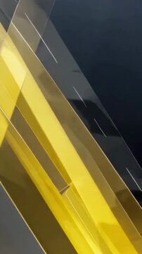Abstract Architectural Design with Yellow and Silver Geometric Forms