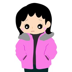 ポケットに手を入れてうつむく人