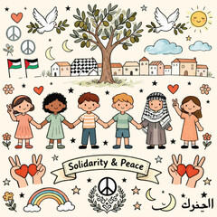 Doodle Vector of International Day of Solidarity with the Palestinian People