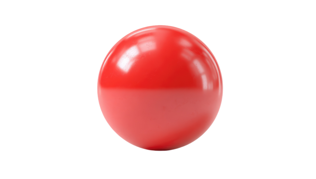 A vibrant red sphere, smoothly shaded, with a slight gradient from a deeper red on top to a lighter red on the bottom.  A perfect, isolated sphere against a black background