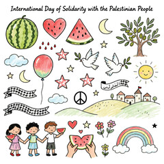 Doodle Vector of International Day of Solidarity with the Palestinian People
