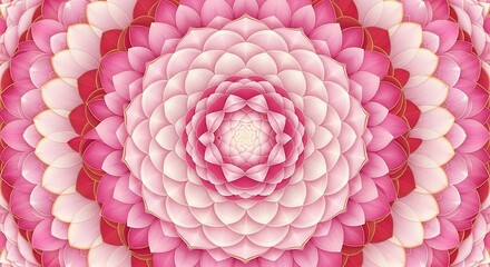 Intricate blossom mandala, a floral kaleidoscope in pinks and ivory