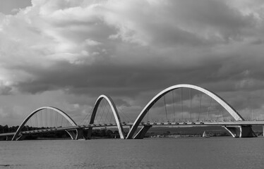 JK bridge in Brasilia in black and white