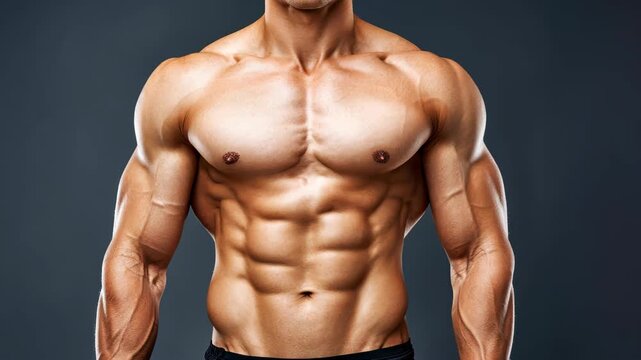 Bodybuilder's Physique: showcasing a ripped physique, muscles chiseled to perfection, representing strength and dedication.