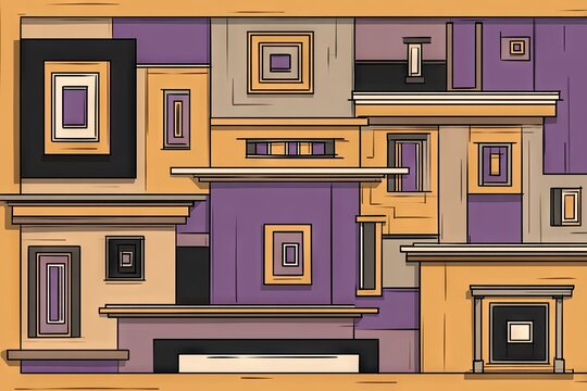 Abstract cityscape of stacked geometric forms