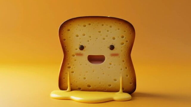 3d cute bread slice character golden Videos