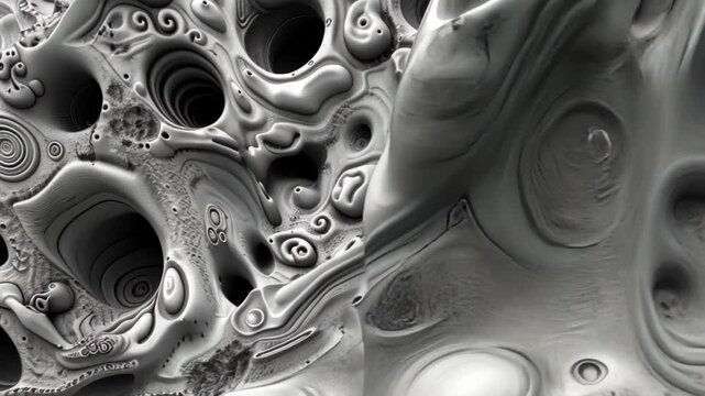 Abstract Textured Surface: An intricate and captivating abstract texture showcases a complex interplay of organic forms, with a multitude of patterns and an ethereal monochrome palette. 