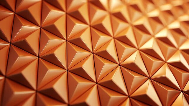 Geometric Symphony: Close-up of a three-dimensional geometric pattern in warm tones, creating an interplay of light and shadow, and offering a visually striking and modern aesthetic.