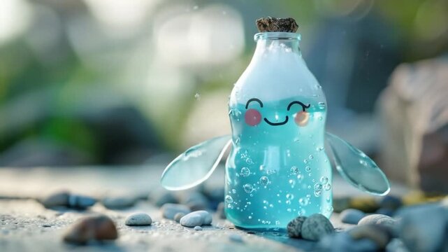 3d cute japanese ramune soda bottle character Videos