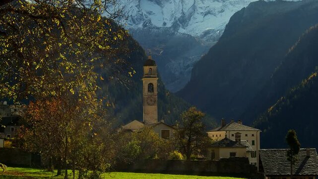 beautiful swiss village soglio in autumn 4k 25fps video