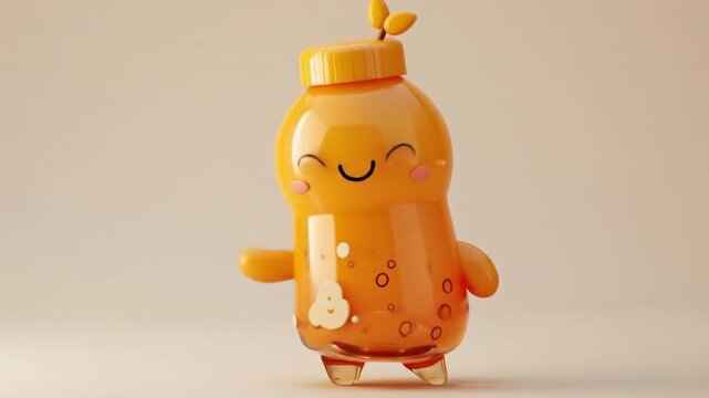 3d cute kombucha bottle character health drink Videos
