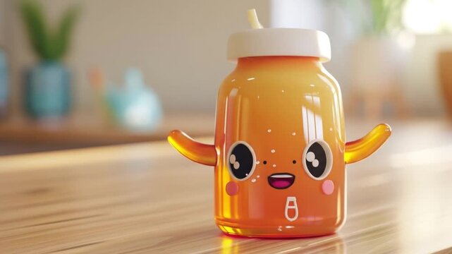3d cute kombucha bottle character health drink Videos