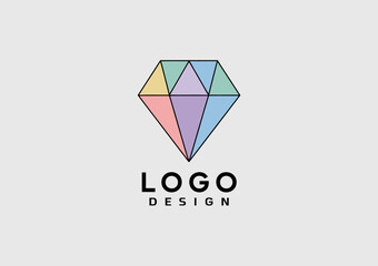A geometric diamond logo in soft pastel colors symbolizes elegance and creativity, perfect for brands looking to make a lasting impression in a stylish way.