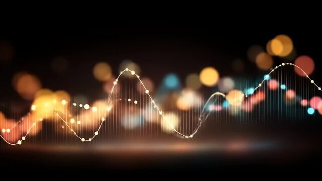 Dynamic Data Visualization: Pulsating Light Points Creating a Wavy and Informative Digital Interface for Financial Analysis and Innovative Technological Progression