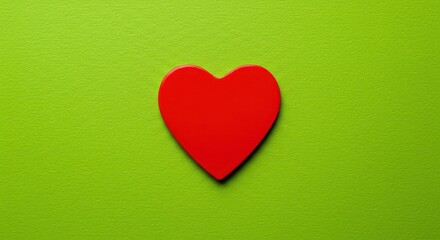 Obraz premium A vivid red symbolic heart shape resting centered on a bright, natural green textured background. This represents love, nature, and contrast ,graphic ,design ,health