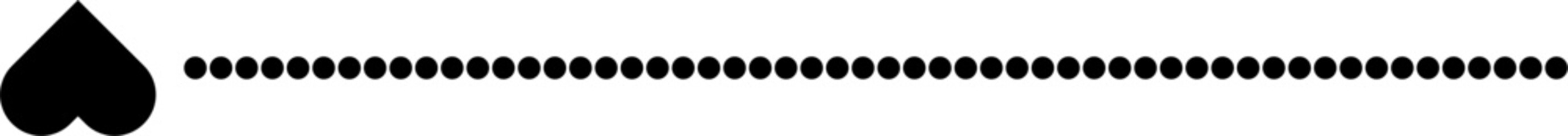 A simple black spade icon followed by a long, horizontal decorative line on a white background.