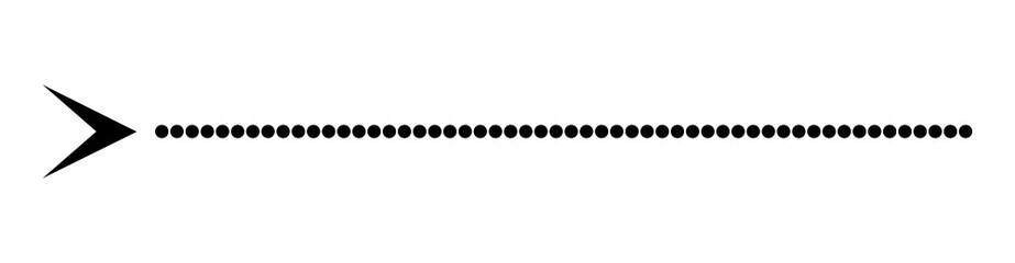 A simple black arrow pointing left, followed by a long horizontal dotted line on a plain white background.