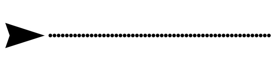 A simple black arrow pointing to the left, followed by a horizontal dotted line on a white background.