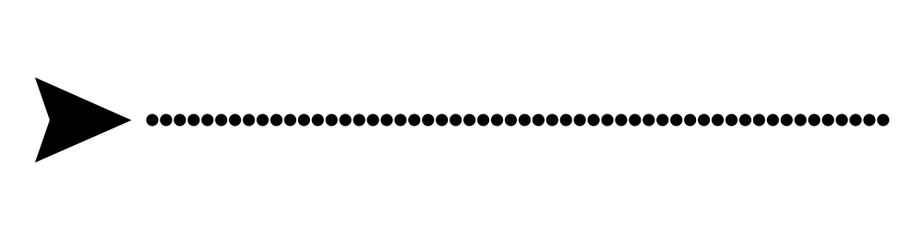 A simple black arrow pointing to the right, followed by a horizontal dotted line on a plain white background.