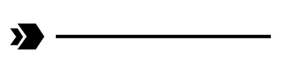 A black arrow with a double chevron arrowhead pointing to the right on a white background.