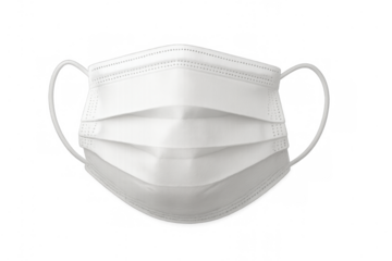White medical face mask protecting against airborne particles, dust, and viruses on a transparent background