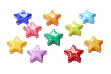 Colorful glossy stars in various hues