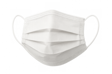 White disposable face mask illustrating protection, health, and hygiene during epidemics, transparent background