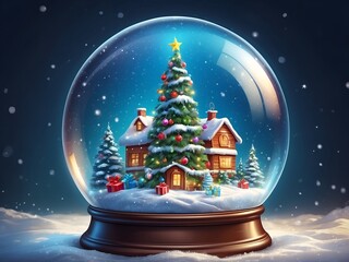 Magical Christmas Snow Globe with Bokeh Lights