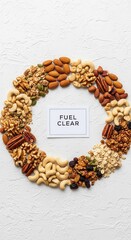 Assortment of Nuts and Granola Arranged in a Circular Pattern