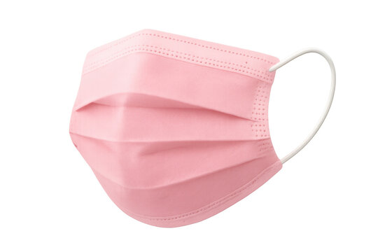 Pink medical face mask protecting against airborne particles and viruses during public health emergency