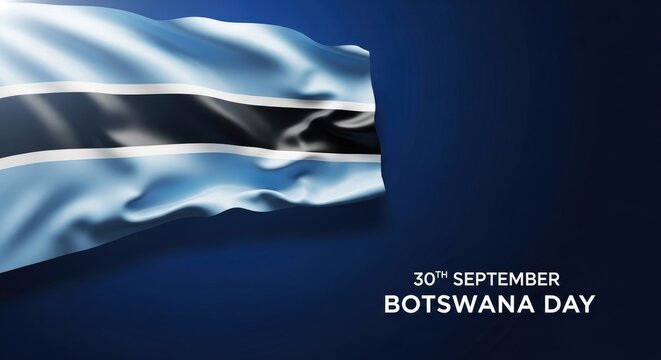 Botswana flag waving in the wind on botswana day, september 30th