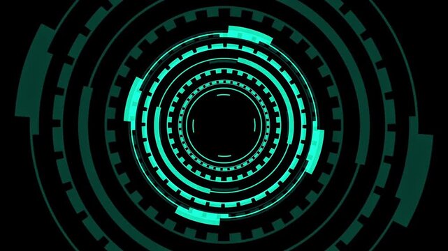 Sci-fi hud progress animation graphic. Futuristic circular sci-fi hud motion 4K resolution on black background