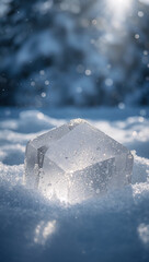 冷感を印象付ける青白トーンを基調に銀のハイライトを散らし上質な季節感を提供するマーケティング向け背景. 生成AI