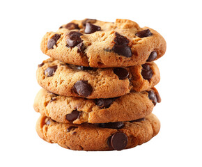 Stack of four chocolate chip cookies
