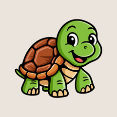 Fun cute turtle cartoon colored character isolated drawing line style design illustration