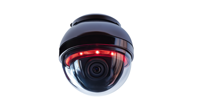 CCTV Security Cameras Isolated on Transparent Background, Surveillance and Safety Monitoring Concept