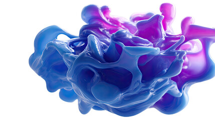 Abstract blob of vibrant, swirling, liquid colors.  A dynamic, 3D-rendered cluster of  fluid shapes in shades of  blue and pink