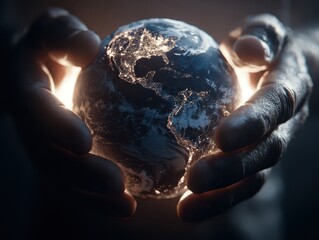 Gentle hands cup the Earth, a beacon of unity. Together we hold our world, responsible for its future, protecting it for generations.