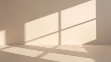 Sunlit Window Shadow Pattern on White Wall in Minimalist Interior