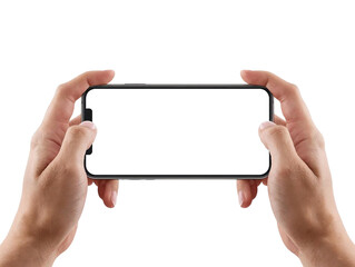 hand holding phone, transparent background