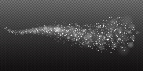 A defined spiral trail of moderate density, featuring clear bokeh lights and a consistent flow of sparkles. This transparent overlay is versatile and ideal for creating a sense of magic and energy in