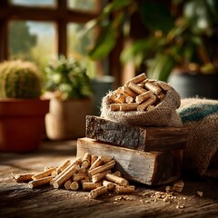 Sustainable bamboo pellets for carbon neutral homes high resolution picture