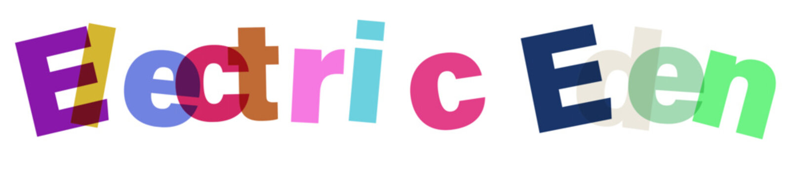 Vibrant electric eden 3d text design with overlapping layers and bold typography