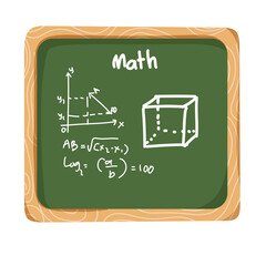 Green Chalkboard: Math Equations, Geometry, and Coordinates.