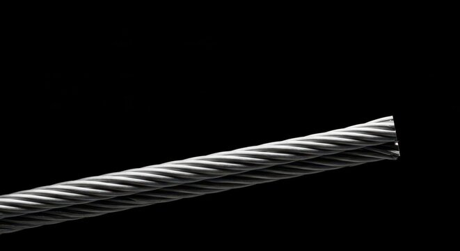 A detailed view of high-tech nickel titanium alloy wire, showcasing the advanced metallic composition used in engineering and medical devices ,strand ,engineering ,research