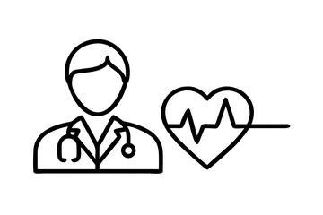 Fototapeta premium Doctor and Heartbeat Icon Symbolizing Healthcare, Medical Care, and Life Monitoring