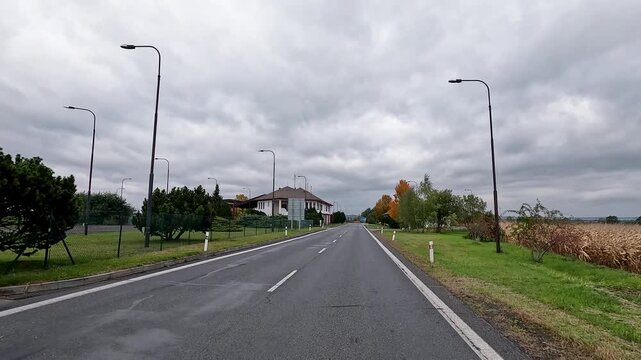 Czech Republic border with Poland POV 1 4K. Czechia historically Bohemia. Central Europe. Mountain valley village. Once Czechoslovakia, Soviet communism now part of European Union, EU.